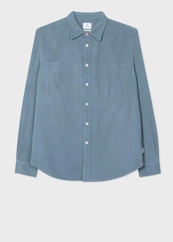 Paul Smith Shirts Corduroy PatchPocket Shirt Light Blue 8211 Mens