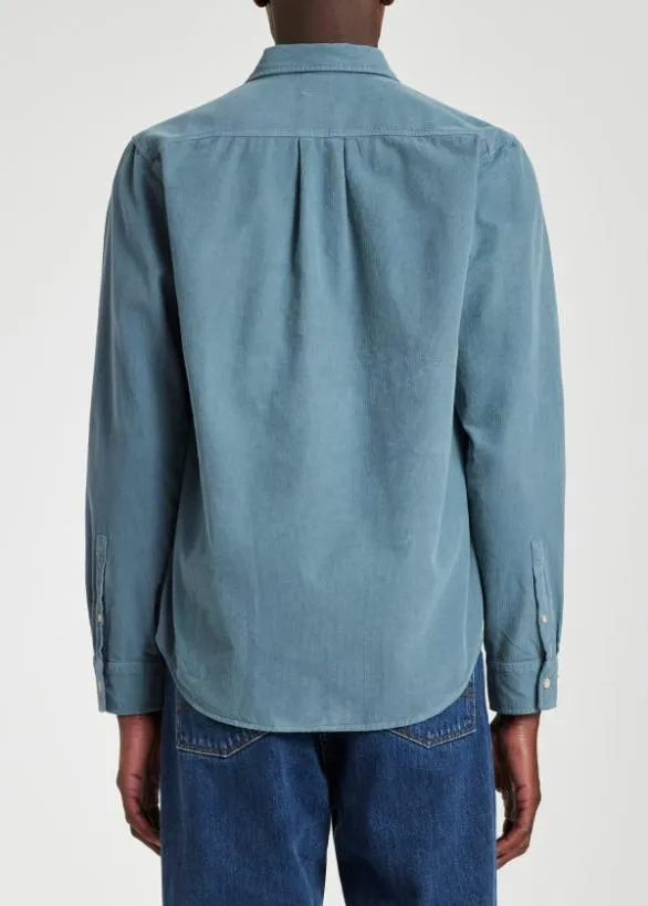 Paul Smith Shirts Corduroy PatchPocket Shirt Light Blue 8211 Mens