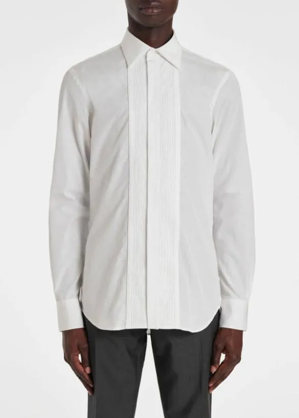 Paul Smith Shirts Pleated Front Evening Shirt White 8211 Mens