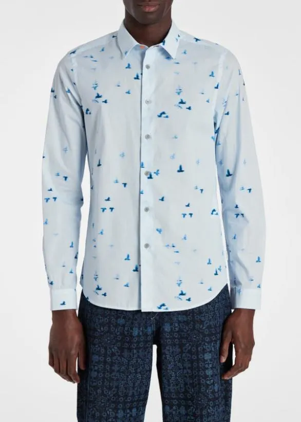 Paul Smith Shirts SlimFit Cotton 039Flock039 Shirt Light Blue 8211 Mens