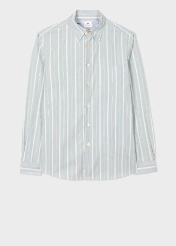 Paul Smith Shirts Stripe Cotton Shirt Green 8211 Mens