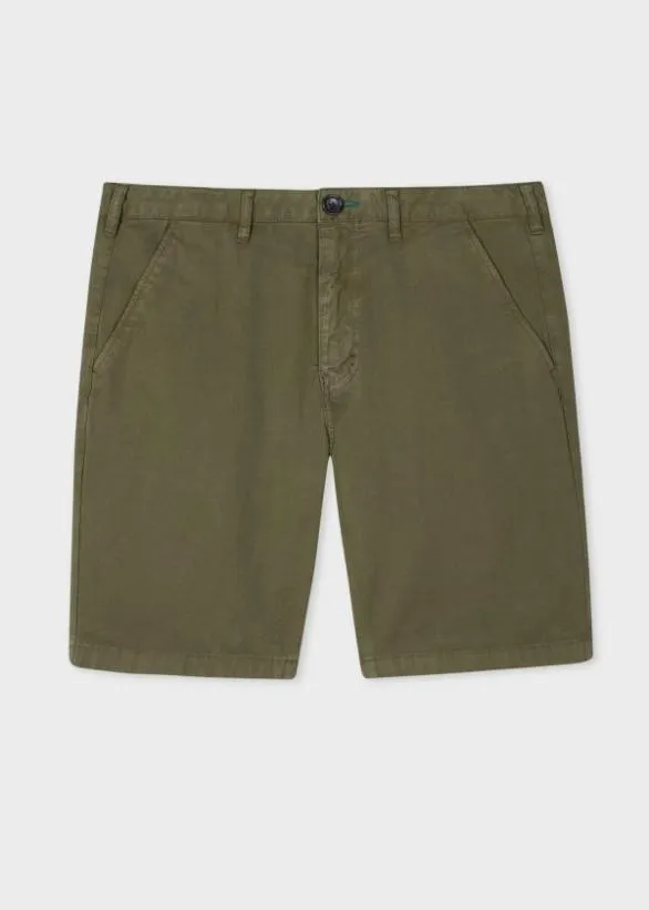Paul Smith Shorts CottonTwill 039Broad Stripe Zebra039 Shorts Olive 8211 Mens