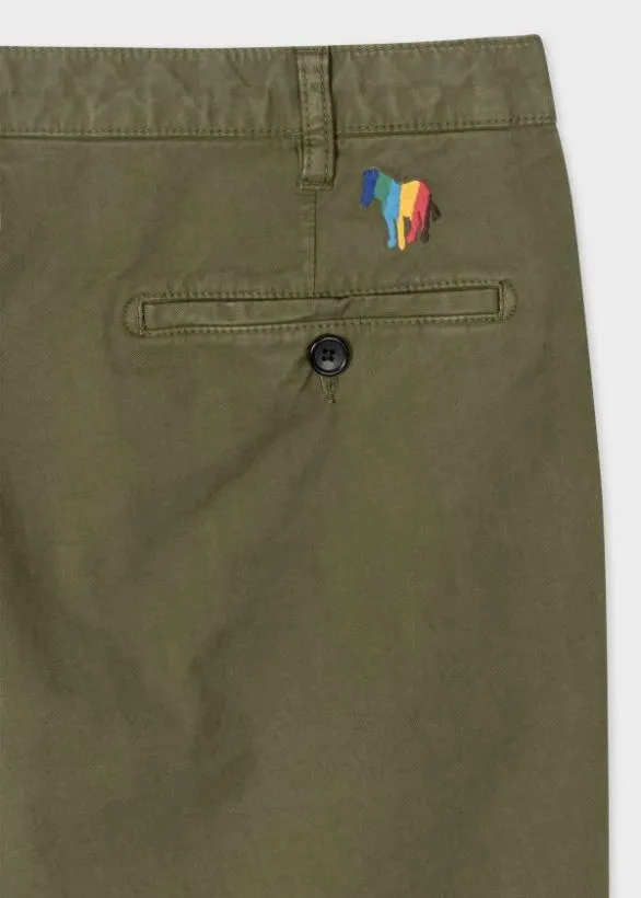 Paul Smith Shorts CottonTwill 039Broad Stripe Zebra039 Shorts Olive 8211 Mens