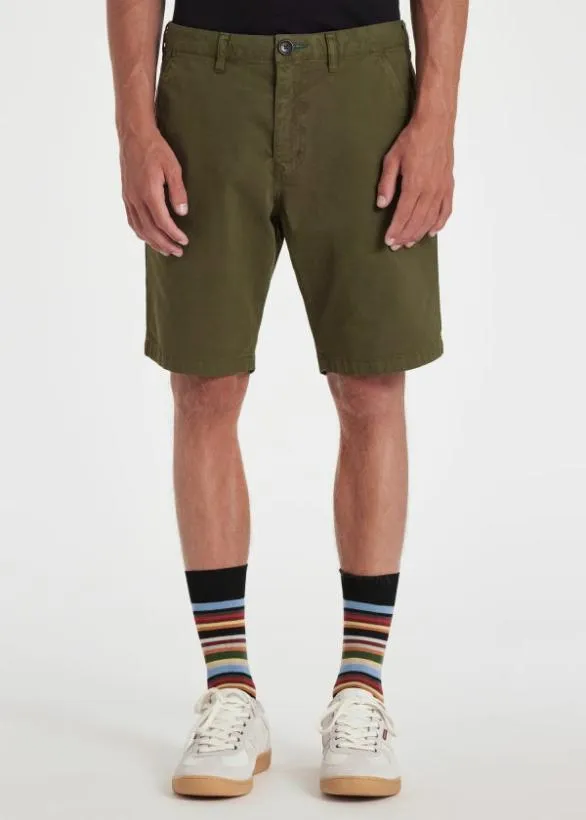 Paul Smith Shorts CottonTwill 039Broad Stripe Zebra039 Shorts Olive 8211 Mens