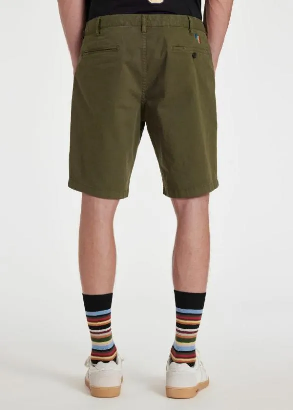 Paul Smith Shorts CottonTwill 039Broad Stripe Zebra039 Shorts Olive 8211 Mens