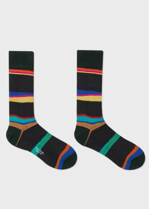 Paul Smith Socks 039Plains039 Stripe Socks Green 8211 Mens