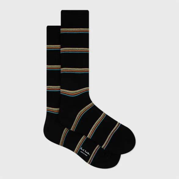Paul Smith Socks Block 039Signature Stripe039 Socks Black 8211 Mens
