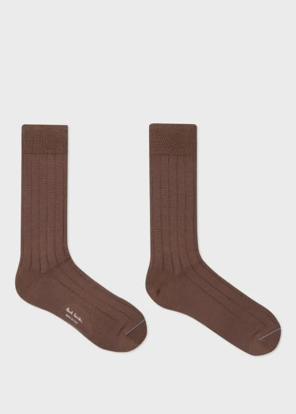 Paul Smith Socks CottonBlend Ribbed Socks Brown 8211 Mens