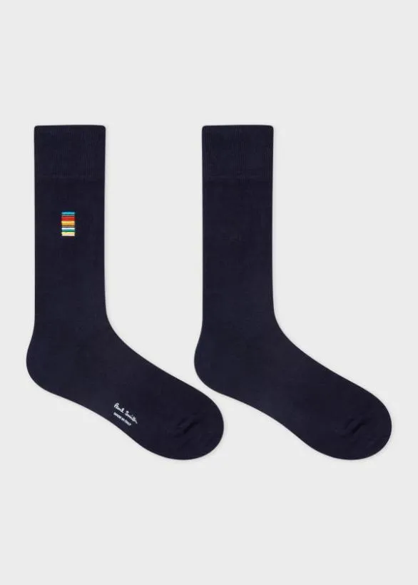 Paul Smith Socks Embroidered 039Signature Stripe039 Socks Navy 8211 Mens