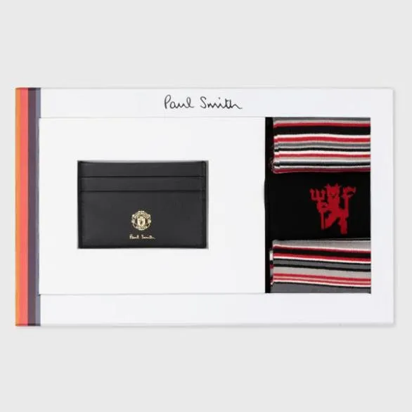 Paul Smith Socks Paul Smith and Manchester United 8211 Credit Card Holder and Socks Gift Set Red And Black 8211 Mens