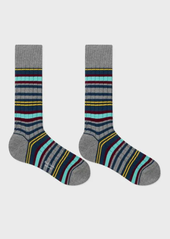 Paul Smith Socks Ribbed Stripe Socks Three Pack Multicolour 8211 Mens