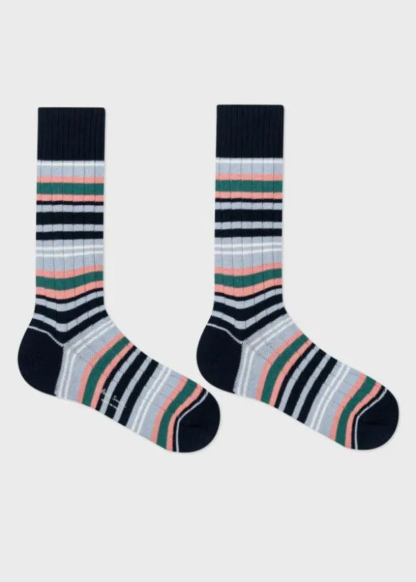 Paul Smith Socks Ribbed Stripe Socks Three Pack Multicolour 8211 Mens