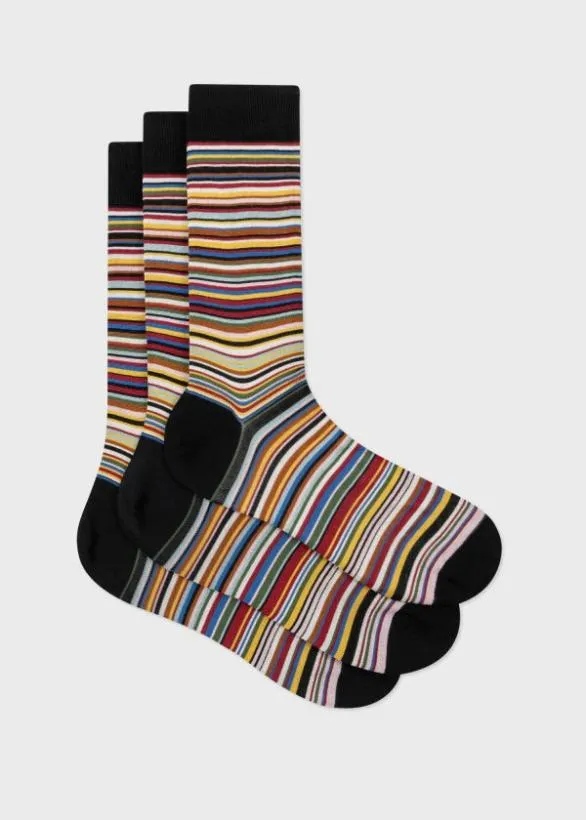 Paul Smith Socks SilkBlend Signature Stripe Socks Three Pack Signature Stripe 8211 Mens