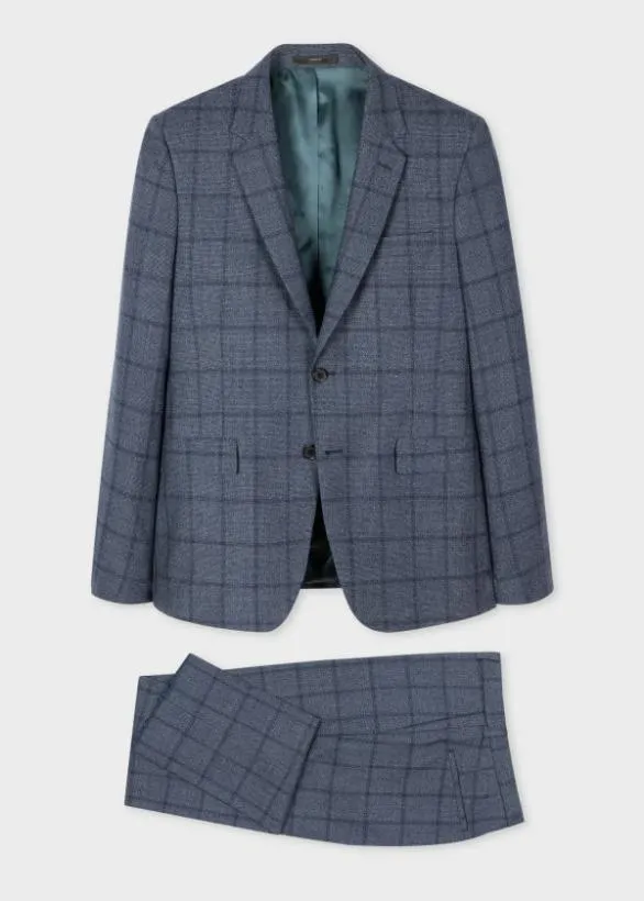 Paul Smith Suits SlimFit Shadow Windowpane Check Suit Blue 8211 Mens