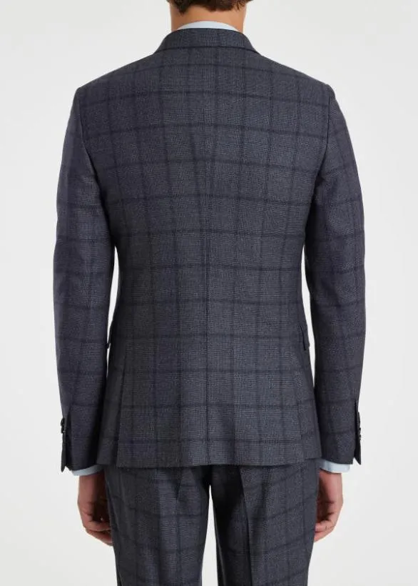 Paul Smith Suits SlimFit Shadow Windowpane Check Suit Blue 8211 Mens