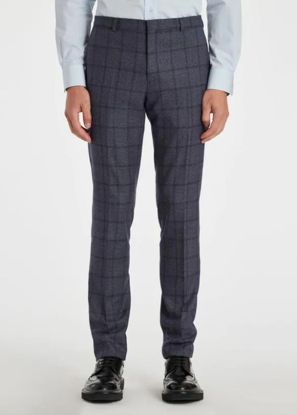 Paul Smith Suits SlimFit Shadow Windowpane Check Suit Blue 8211 Mens