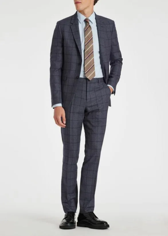 Paul Smith Suits SlimFit Shadow Windowpane Check Suit Blue 8211 Mens