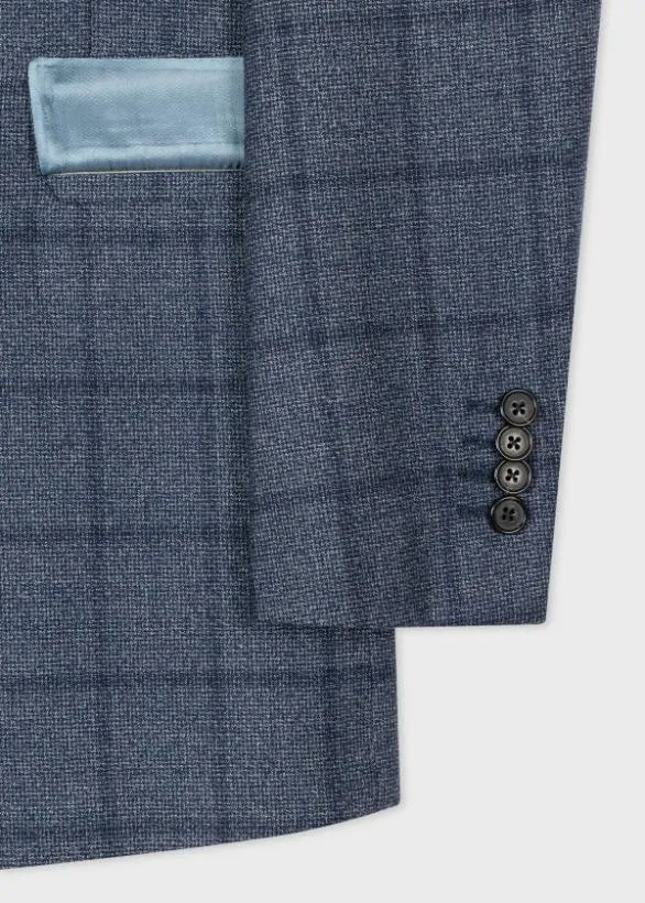 Paul Smith Suits SlimFit Shadow Windowpane Check Suit Blue 8211 Mens