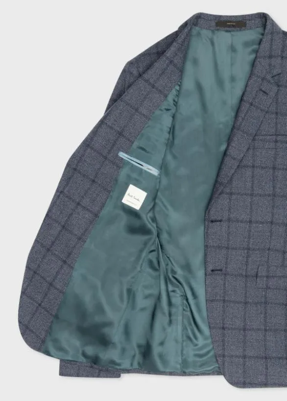 Paul Smith Suits SlimFit Shadow Windowpane Check Suit Blue 8211 Mens