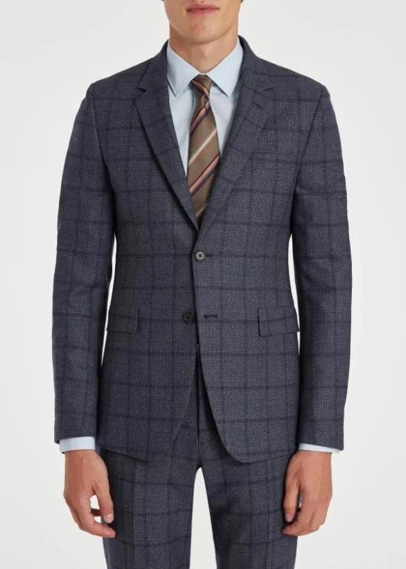 Paul Smith Suits SlimFit Shadow Windowpane Check Suit Blue 8211 Mens