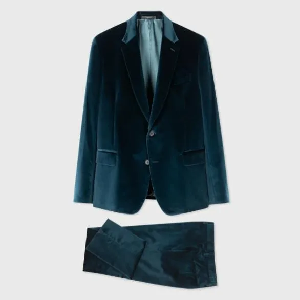 Paul Smith Suits TailoredFit Velvet Suit Navy 8211 Mens