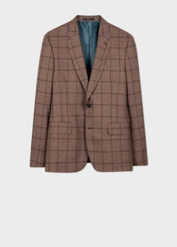 Paul Smith Suits Wool Check TwoButton Blazer Brown 8211 Mens