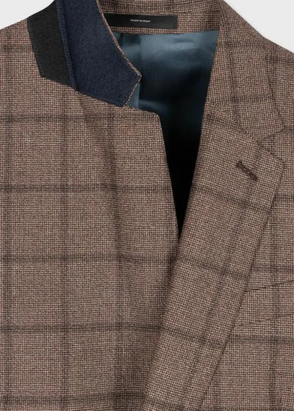 Paul Smith Suits Wool Check TwoButton Blazer Brown 8211 Mens