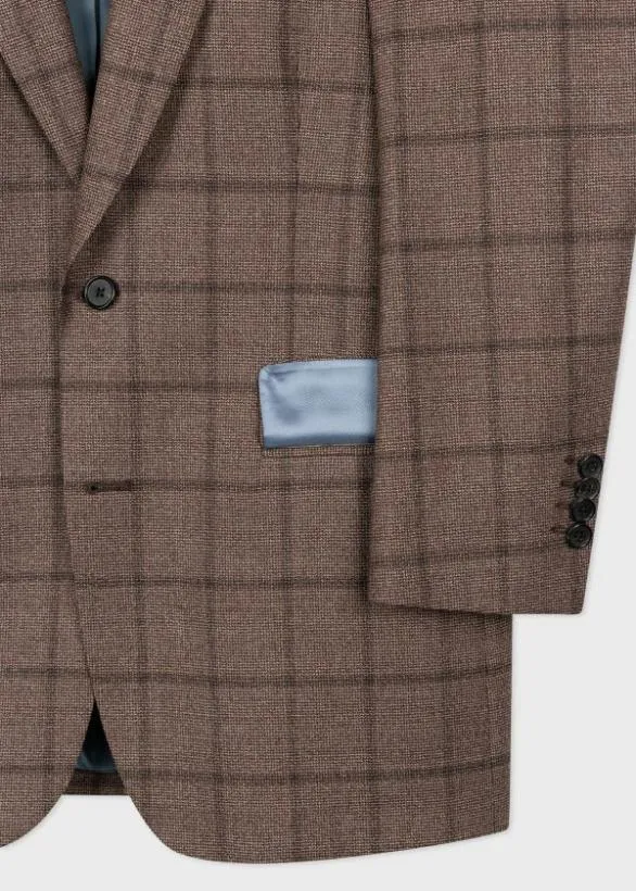 Paul Smith Suits Wool Check TwoButton Blazer Brown 8211 Mens