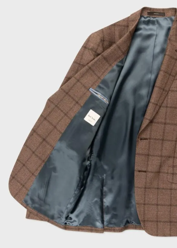 Paul Smith Suits Wool Check TwoButton Blazer Brown 8211 Mens