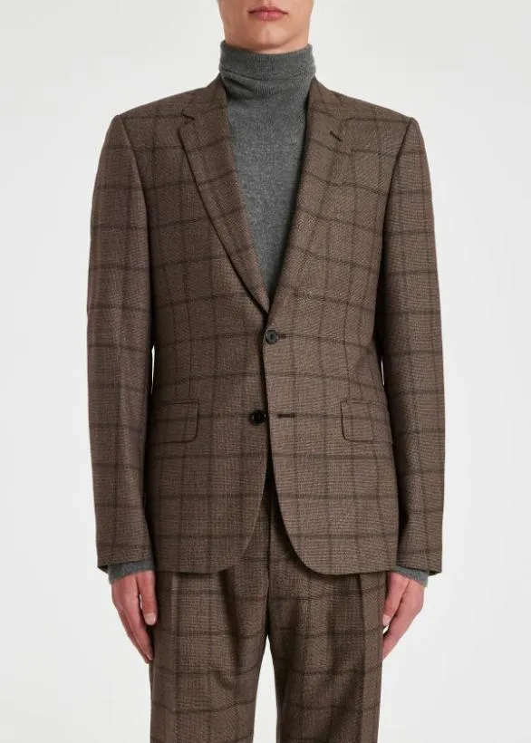 Paul Smith Suits Wool Check TwoButton Blazer Brown 8211 Mens