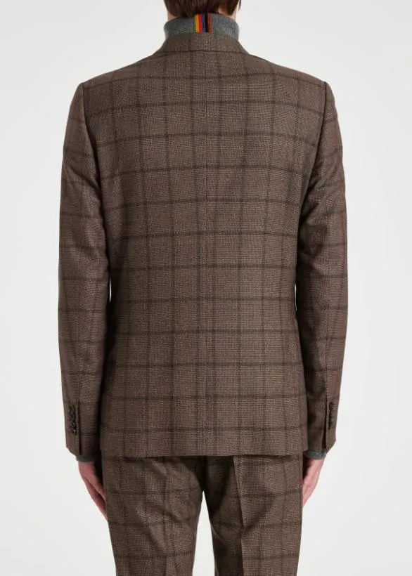 Paul Smith Suits Wool Check TwoButton Blazer Brown 8211 Mens