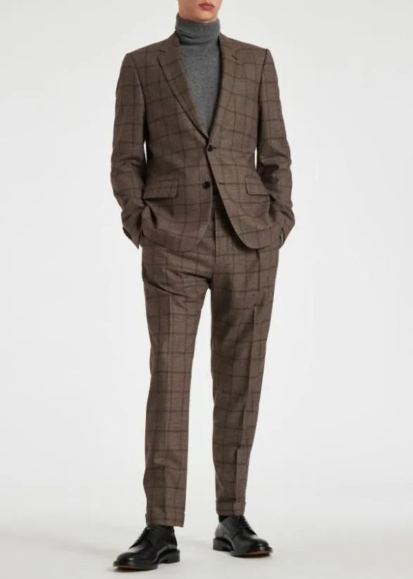 Paul Smith Suits Wool Check TwoButton Blazer Brown 8211 Mens