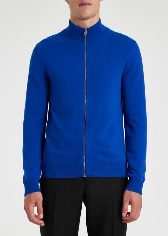 Paul Smith Sweaters Cashmere Zip Up Cardigan Cobalt Blue 8211 Mens