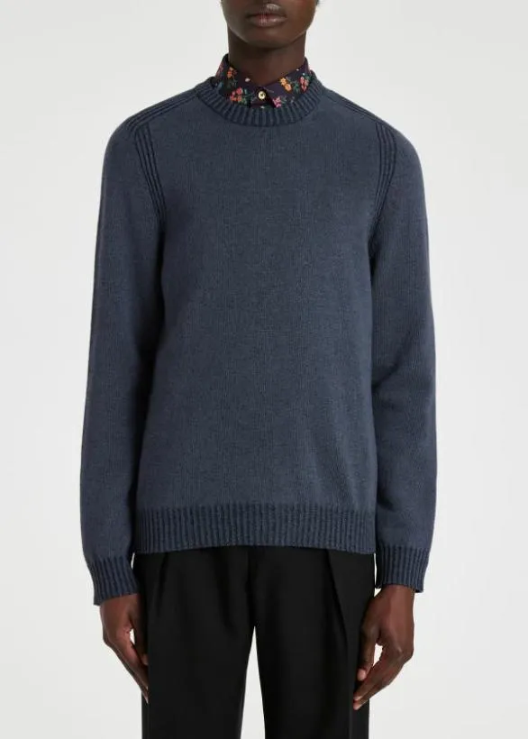 Paul Smith Sweaters Lambswool Crew Neck Sweater Blue 8211 Mens