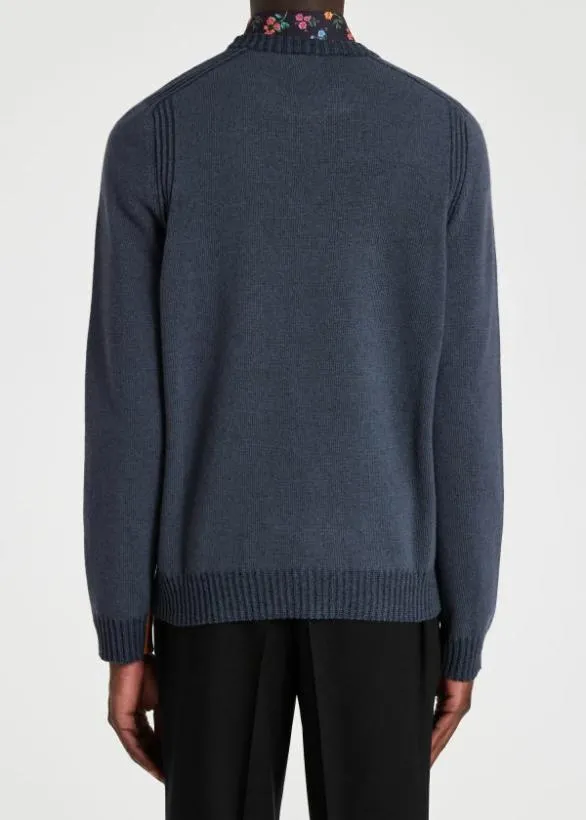 Paul Smith Sweaters Lambswool Crew Neck Sweater Blue 8211 Mens