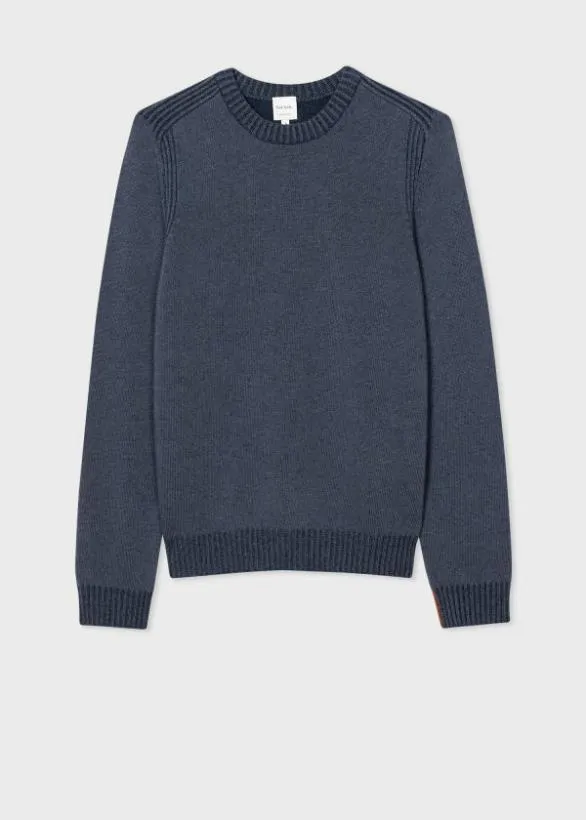 Paul Smith Sweaters Lambswool Crew Neck Sweater Blue 8211 Mens
