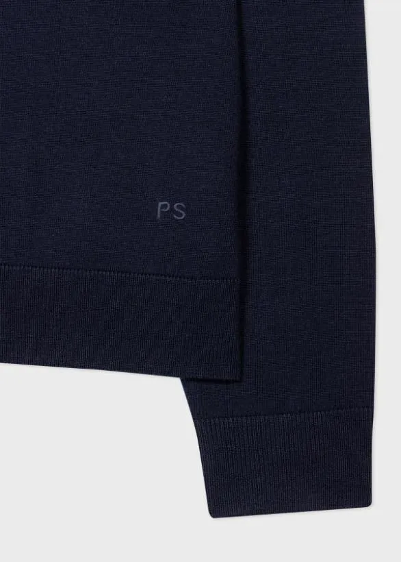 Paul Smith Sweaters MerinoBlend Stripe Zip Cardigan Navy 8211 Mens