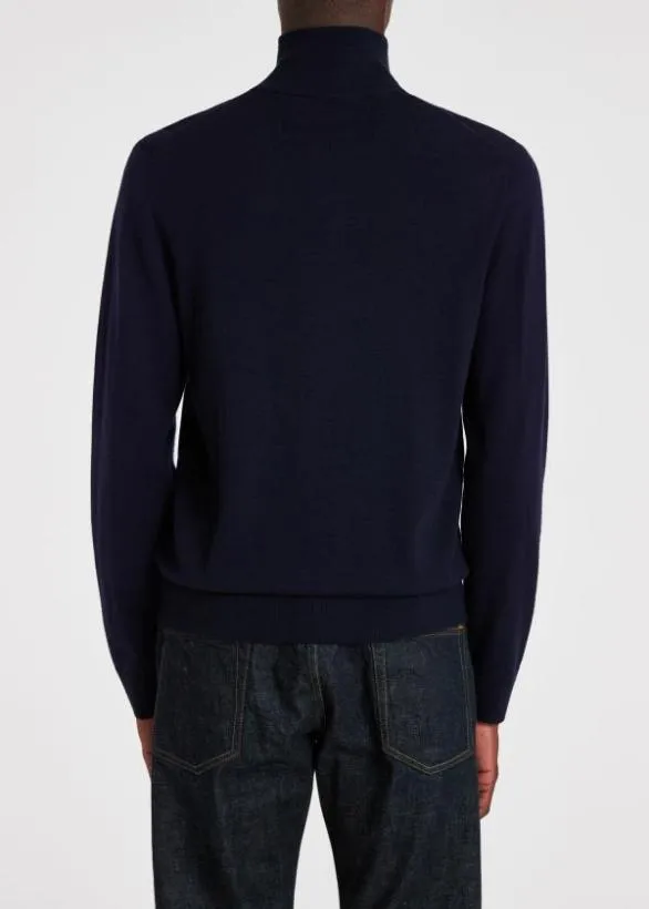 Paul Smith Sweaters MerinoBlend Stripe Zip Cardigan Navy 8211 Mens
