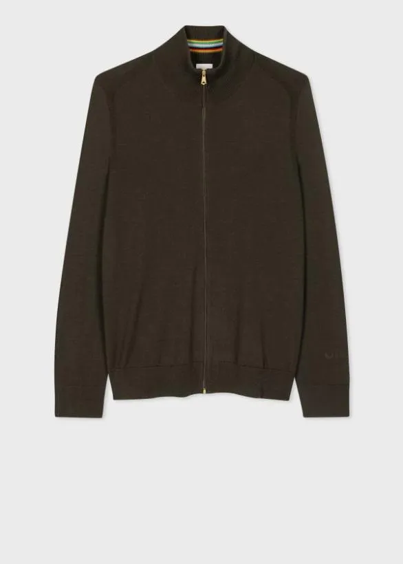 Paul Smith Sweaters Merino Wool Full Zip Cardigan Dark Green 8211 Mens