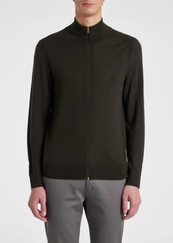 Paul Smith Sweaters Merino Wool Full Zip Cardigan Dark Green 8211 Mens