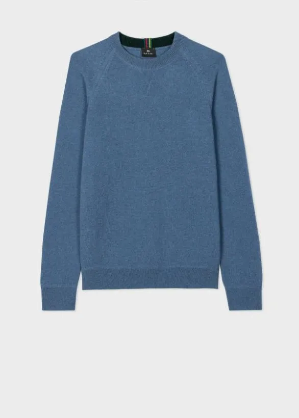 Paul Smith Sweaters Merino Wool Raglan Sweater Blue 8211 Mens