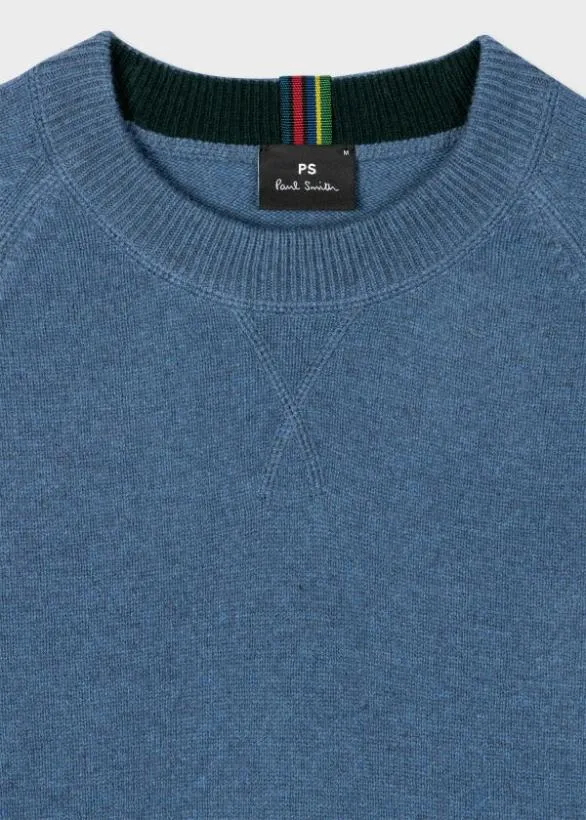 Paul Smith Sweaters Merino Wool Raglan Sweater Blue 8211 Mens