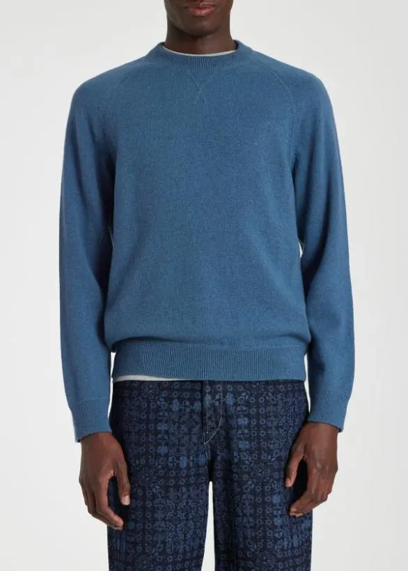 Paul Smith Sweaters Merino Wool Raglan Sweater Blue 8211 Mens