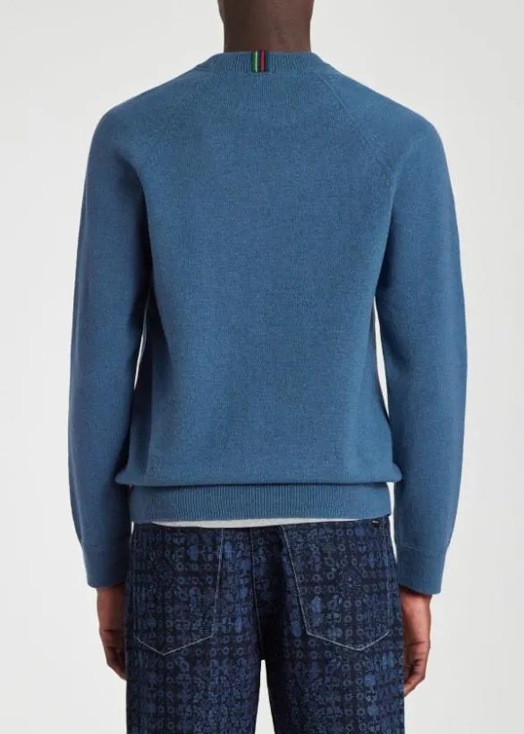 Paul Smith Sweaters Merino Wool Raglan Sweater Blue 8211 Mens