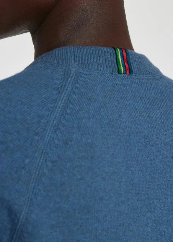 Paul Smith Sweaters Merino Wool Raglan Sweater Blue 8211 Mens