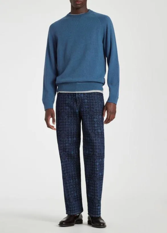 Paul Smith Sweaters Merino Wool Raglan Sweater Blue 8211 Mens