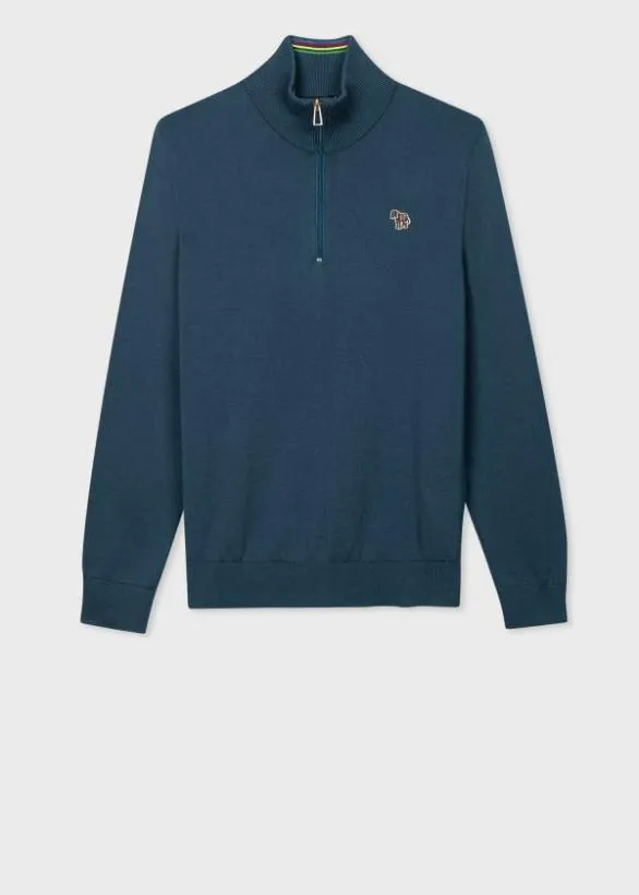 Paul Smith Sweatshirts and Hoodies Half Zip Zebra Logo Sweater Blue 8211 Mens