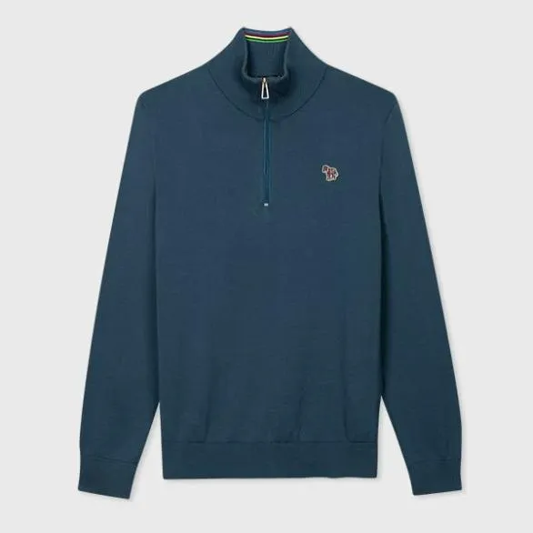 Paul Smith Sweatshirts and Hoodies Half Zip Zebra Logo Sweater Blue 8211 Mens