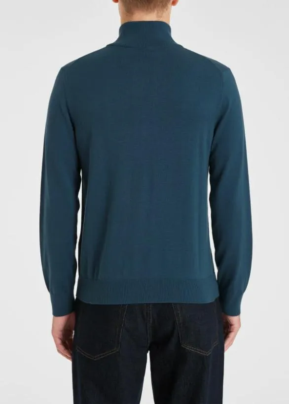 Paul Smith Sweatshirts and Hoodies Half Zip Zebra Logo Sweater Blue 8211 Mens