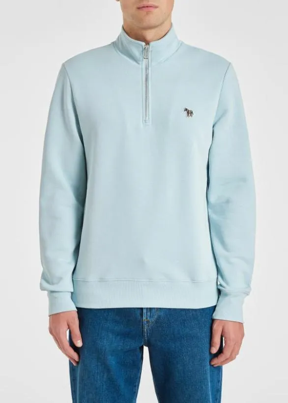 Paul Smith Sweatshirts and Hoodies Zebra Logo ZipNeck Sweatshirt Light Blue 8211 Mens